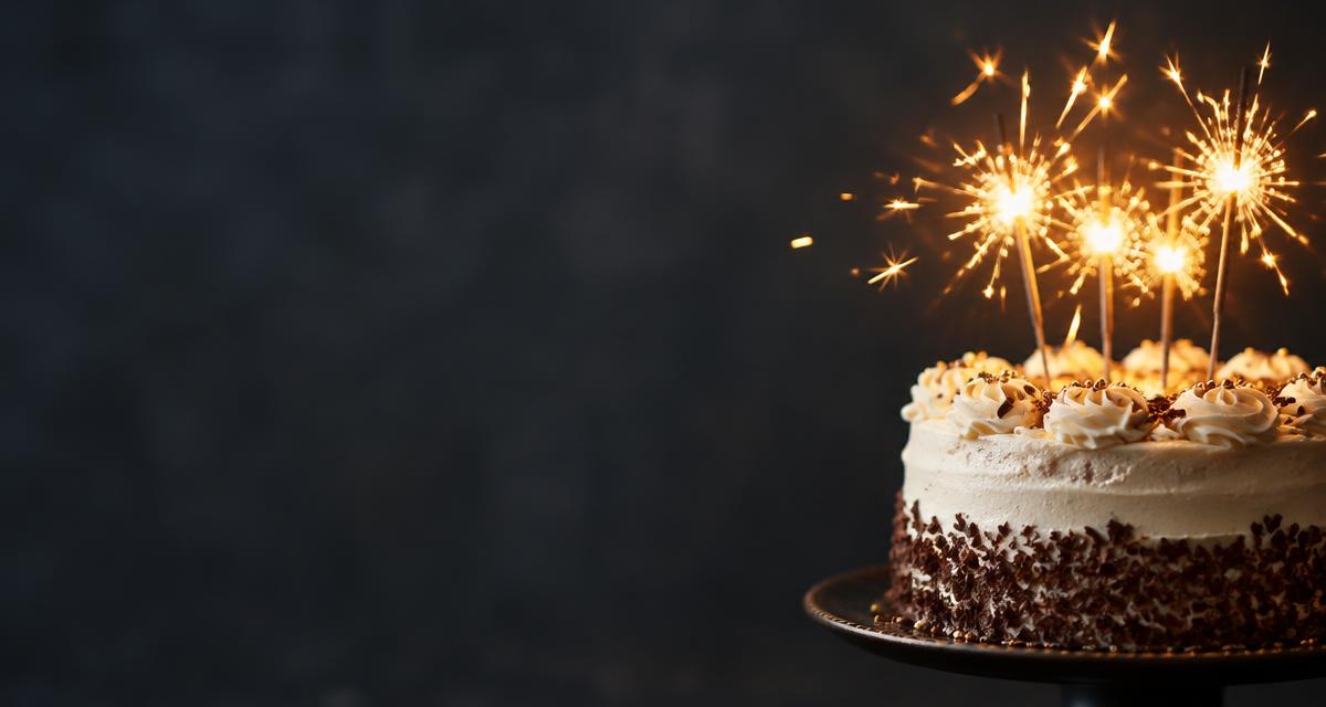 Sparkler candles burning on a cake