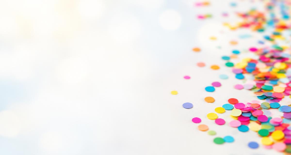 Colourful paper confetti scattered
